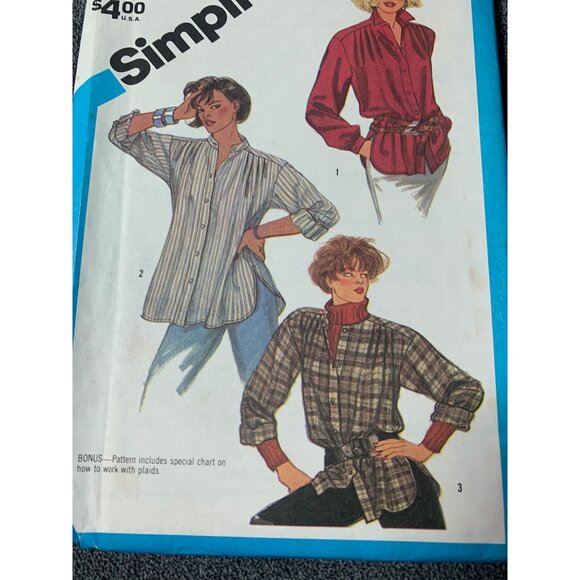 Simplicity Misses Shirt Sewing Pattern sz 12 6600 - uncut - Picture 2 of 10